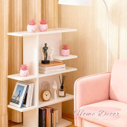 Der Rose 4 Packs Pink Fake Plants Small Succulents Plants Artificial for Pink Bathroom Vanity Decor Office Desk Accessories Wedding Gifts for Women