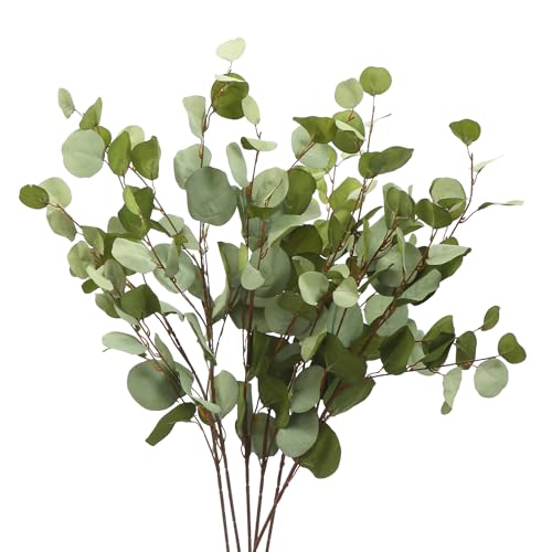 3 PCS Artificial Eucalyptus Stems Long 33" Fake Eucalyptus Leaves Branches for Vase Home Wedding Party Decorations, Green - color: Green*3