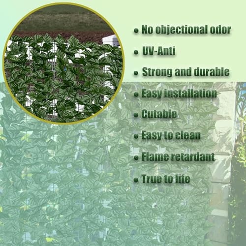 Artificial Ivy Privacy Fence Screen: 80 "x 120" (67 Sqft) Anti-Ultraviolet Artificial Hedge Grass Wall, Used for Indoor and Outdoor Green Background, Garden Greening Decoration - color: Ivy vines, size: 80"x120"