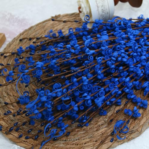 10Pcs Long Stem Jasmine Blue Flowers Artificial, 29.5"/75cm Faux Flower with Mini Berry Bouquet, Tall Fake Jasmine for Wedding Party DIY Floral Art Arrangements Festive Home Entrance Decor - color: Blue, size: 10 PCS