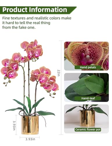 Artificial Orchid Flowers Set Real Touch Faux Flower in Vase Faux Butterfly Orchid Lifelike Orchid Arrangement for Wedding Home Office Party Hotel Decoration - color: Speckled Color