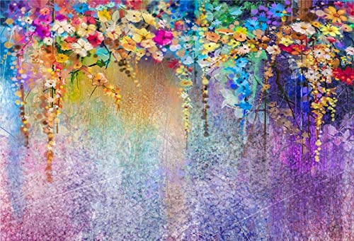 7x5ft Purple Abstract Flower Backdrop Watercolor Painting Photography Background for Wedding Bridal Shower Birthday Party Portrait Shooting Video Studio Props - color: Purple, size: 7x5ft