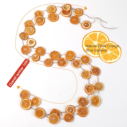 Christmas Decorations, 3 Pcs 10ft Dried Orange Slice Christmas Garland, Rustic Orange Garland for Mantle Front Door Fireplace Home Wall Doorway Window Christmas Tree Porch Farmhouse Indoor Decor - size: 2PCS-10FT-Orange