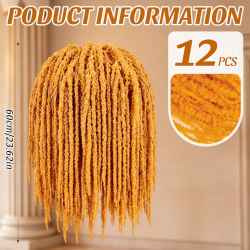 Suncalla 12 Pcs Orange Spring Natural Dried Amaranthus Hanging Flowers Amaranthus Artificial Flowers for Wedding Arch Bouquet Floral Garland Wall Home Decoration (23 Inch) - color: Orange