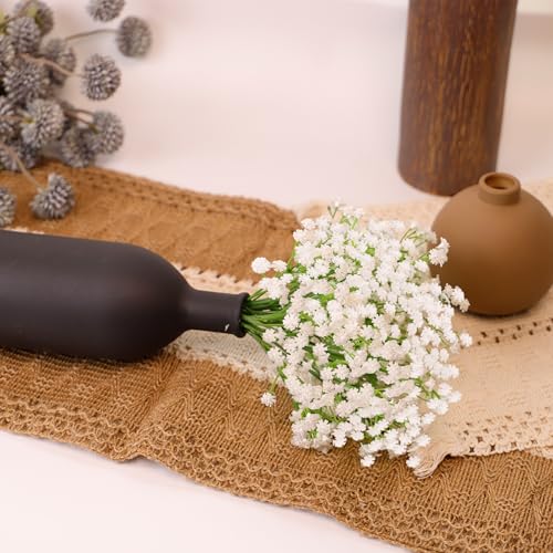 6 Pcs Babys Breath Artificial Flowers, Fake White Babys Breath Flowers for Wedding Floral Arrangement Party Decor - color: White