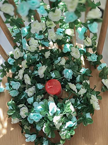 8pcs 65.6Ft Flower Garland,PARTY JOY Fake Rose Vine Artificial Flowers Hanging Rose Ivy Garland for Room Wall Decor Hanging Baskets Wedding Arch Garden Background Decor (Blue-8PCS) - color: 8pc-blue, size: 8PC