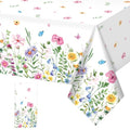 1Pcs Spring Floral Plastic Tablecloth,Pink Purple Blue Flower Butterfly Disposable Table Cover for Home Decor Summer Spring Picnic Dining Holiday Weeding Birthday Tea Party Decorations,54x108 Inch - size: 108" x 54" (Rectangular)