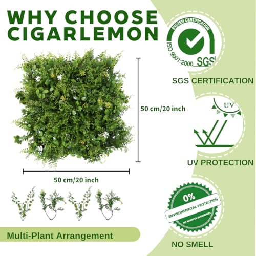 Artificial Green Wall Panels 20x20 Inch, Realistic Faux Plant Hedge for Indoor and Outdoor Decor, Weatherproof Greenery, Easy Zip Tie Installation - Enchanted Blossom Haven, 6 Pack - color: Enchanted Blossom Haven, size: 6 Packs