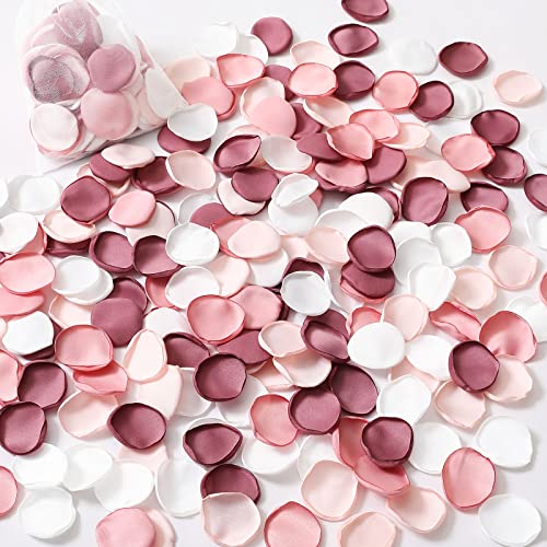 Serwalin 500Pcs Silk Pink Rose Petals Flower Petals for Weddings Proposal Peach Pink Petals for Flower Girl Basket Wedding Aisle Table Runner Bridal Shower Party Table Decor (5 Color Mixes) - color: A Peach Pink, size: 500pcs
