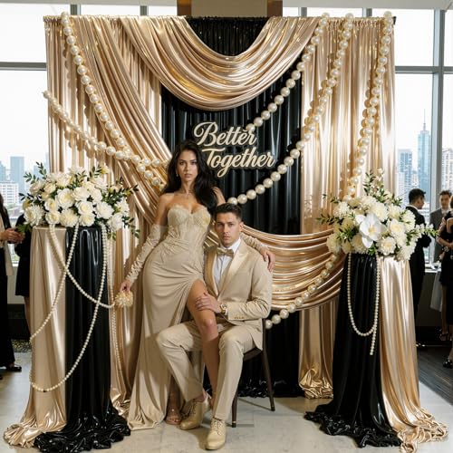 30ftx10ft Champagne Sequin Backdrop Curtain for Parties, Wrinkle Free Thick Glitter Sparkle Photo Backdrop Drapes 6 Panels 5x10FT Shimmer Back Drop Cloth for Wedding Birthday Photography Background - color: Champagne, size: 5'W×10'H _6 Panels