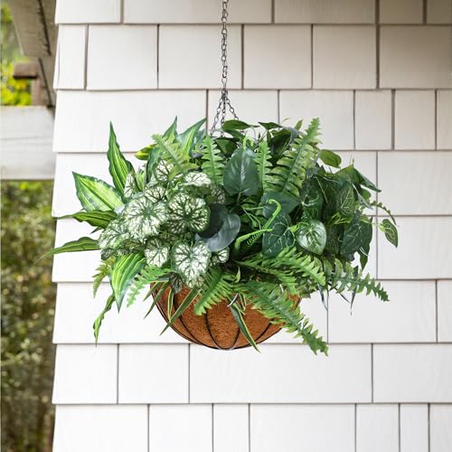 Starttag Artificial Greenery Plants Fake Plastic Leaves with Stems UV Resistant Large Bunches Outside Faux Plants Bushes for Outdoor Patio Garden Front Porch Yard Decor (Green)