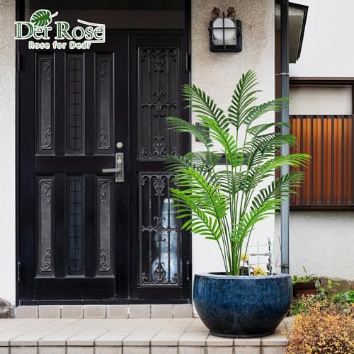 Der Rose 44'' Artificial Palm Tree Large Fake Tropical Faux Plants Indoor and Outdoor Tall for Home Bathroom Porch Outside Patio Decor (Light Beige Pot) - size: 44"-LIGHT BEIGE