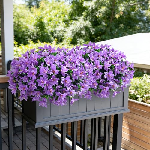 INSPRING Artificial Flowers for Outdoors Spring Summer Decorations, 3 Bundles Fake Azalea Flower Faux Outdoor Plants UV Resistant Realistic Silk Flowers for Outside Planter Patio Garden Walkways Home - color: Purple
