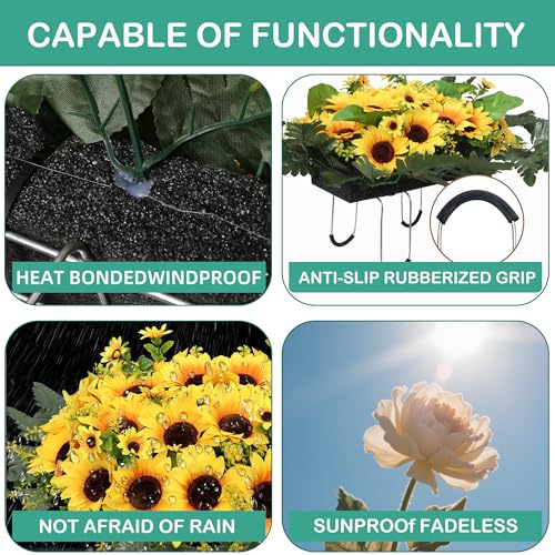 Lodou Artificial Cemetery Flowers for Grave,Headstone Flower Saddle Silk Sunflowers Grave Flowers for Cemetery Memorial for Outdoor Gravesite Decoration (Yellow) - color: Yellow