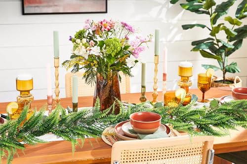 RECUTMS 4Pcs 5.8Ft Ferns Garland Fake Ivy Vines Artificial Hanging Plant Faux Boston Ferns Greenery Leaves Fake Vines for Summer Outdoor Indoor Home Garden Wedding Graduation Table Wall Decor(Green) - color: Green-fern4pcs