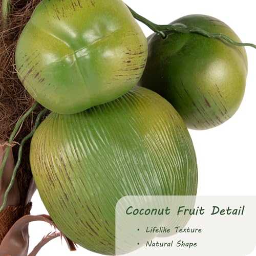 Bellacat 7ft UV Resistant Artificial Palm Tree with Coconut Fruit, 84in Faux Palm Coconut Tree with Large Fuller Leaves, Fake Palm Tree for Patio Backyard Poolside Living Room Decor - size: 7ft