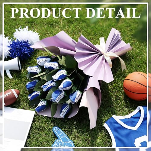 Suhine 12 Pcs Blue Cheer Gifts Cheerleader Cheerleading Artificial Rose Flowers Gifts Bulk for Women Cheer Team Sport Game Day Birthday Graduation Party Decorations Favors(Blue White, Normal) - color: Blue White, size: Normal