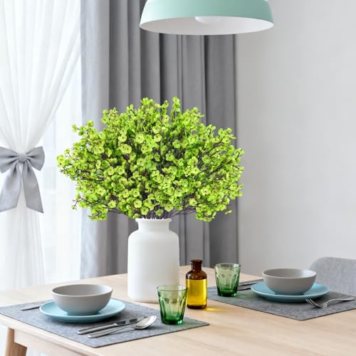 Uieke 6 Pcs Babys Breath Artificial Flowers Bulk Silk Green Faux Flowers Real Touch Gypsophila Bouquet for Home Garden Spring Summer Wedding Decor - color: Green, size: 6PCS