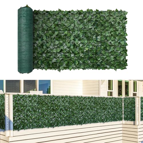 TANG 4'x12'-1piece Faux Ivy Privacy Fence Screen Roll, Artificial Leaf Fence Cover for Balcony Outdoor Decor, Fake Greenery Wall for Patio, UV Resistant, Light Green - color: Light Green, size: 4'x12'