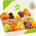 NUT CRAVINGS - Dried Fruit & Mixed Nuts Gift Basket in White Gold Box (12 Assortments) Food Arrangement, Healthy Snack Care Package, - style: 7. Elegant Gift Box - (12 Piece Assortment)