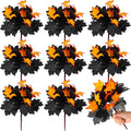 XunYee 8 Pcs Halloween Black Maple Leaves Branches Halloween Flowers Artificial Fall Autumn Leaves Stems Bouquet for Thanksgiving Holiday Floral Arrangement Table Centerpiece Home Decor