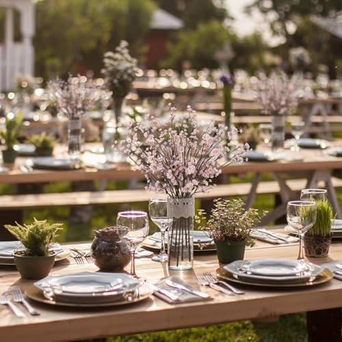 10PCS Light Pink Fake Babys Breath Bouquets 22.8" Tall Babys Breath Artificial Flowers Realistic Faux Silk Gypsophila Flowers Bulk for Bridal Shower Wedding Party Home Decorations (Light Pink) - color: Light Pink