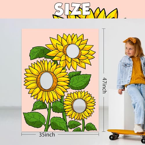 Sunflower Banner Pretend Play Game Backdrop Sunflowers Flowers Fall Theme Decor Decorations for Autumn Holiday Festival Girls Boys 1st Birthday Baby Shower Supplies Photo Booth Props