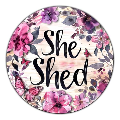 Vintage She Shed Round Metal Sign She Shed Decor Rustic Wreath Wall Decoration for Home Kitchen Garden Women Cave Indoor Outdoor Home Porch Window Decor 8 Inch - color: Thanksgiving 11, size: 8 inches
