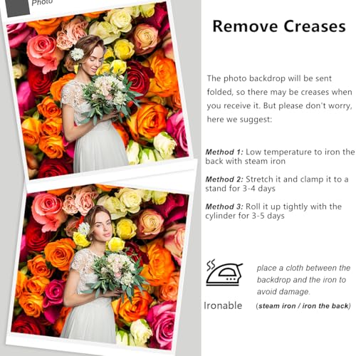 YongFoto 5x3ft Vinyl Flower Backdrop Lush Blossom Red Orange Floral Beautiful Photography Background for Couples Wedding Anniversary Marriage Ceremony Mother's Day Portrait Photo Studio Props - size: 5x3ft