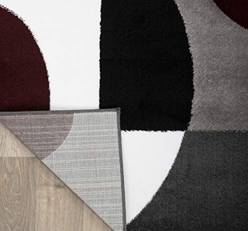 Rugshop Burgundy Large Area Rug, Modern Circle Design, Non-Shedding, Cozy Upgrade for Living Room, Dining Room and Open Spaces, 7'10" x 10'2" - size: 7'10" x 10'2" (Rectangular)