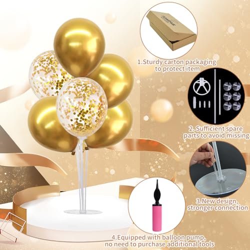 TONIFUL 4 Set Gold Balloon Centerpieces for Tables,Gold Birthday Party Decorations,Table Centerpieces for 50th Birthday Anniversary Graduation Decorations 2026 New Year Prom Retirement Wedding - color: Gold