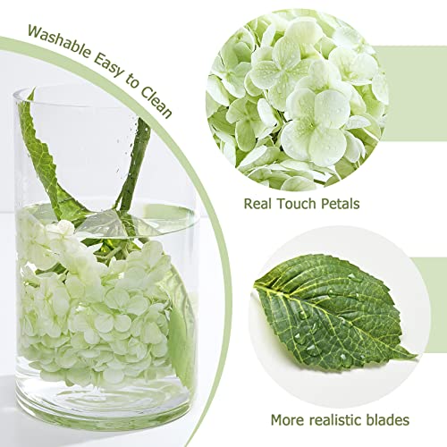Waipfaru 21" Real Touch Hydrangea Artificial Flowers with Long Stem & Leaves, Full Latex Faux Hydrangea Flowers for Home Decor Party Floral Arrangements Wedding Bouquets Centerpieces, Green 3Pcs - color: Green, size: 3pcs