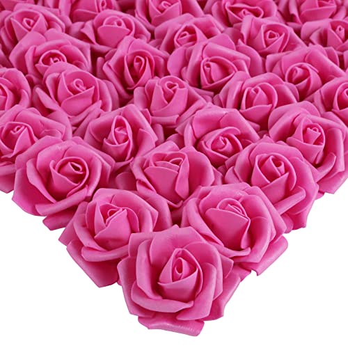 Artificial Roses,200Pcs Artificial Rose Flower Heads for Crafts 1.97in Foam Roses Fake Roses Heads for DIY Wedding Centerpieces Arrangements Home Decorations(Deep Pink) - color: Deep Pink