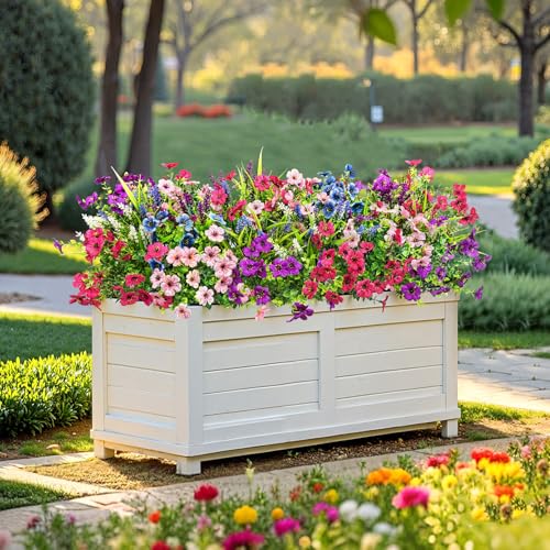 20 Bundles Artificial Flowers for Outdoors Decoration Fake Silk Flowers UV Resistant Faux Plants Artificial Daisy Eucalyptus for Spring Summer Garden Yard Porch Window Home Decor, Mixed - color: Mixed Color