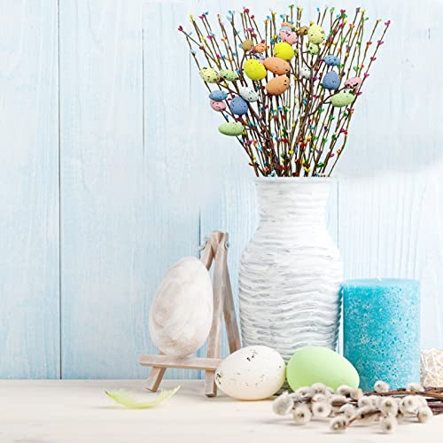 41 Pcs Artificial Easter Spray Vine with Pastel Easte Eggs and Decorative Berries Spring Floral Stems-Easte Egg Twig Branches for Easter Crafts Floral Arrangement Wreath Making Decoration