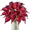 Letjolt Artificial Calla Lily Flowers Dark Red Flowers 20Pcs | Wedding Bouquet, Home Decoration, Faux - color: Dark Red