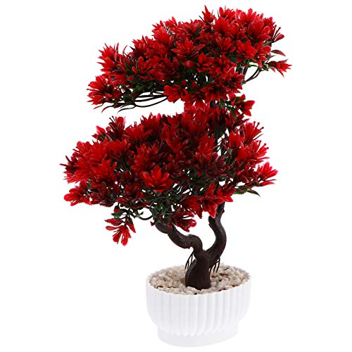 Fake Tree Artificial Bonsai Tree Plastic Fake Bonsai Tree Japanese Faux Potted Plant Simulation Guest-Greeting Pine Ornament Artificial Plant for Home Decor Indoor House Plants Indoors Live