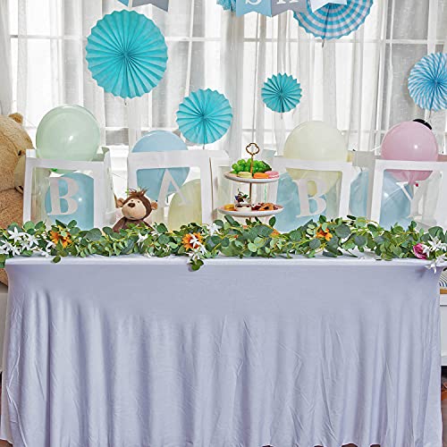 Naidiler Eucalyptus Garland with Flowers, Spring Decor for Mantle, Wedding Arch & Fireplace - color: Purple Yellow