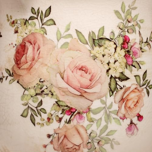 Xiaan Jiaju Ceramic Flower Vase, Rustic Farmhouse Vases & Planting Pots with Drainage, European Home Decor for Mantel Fireplace Bookshelf Wedding Centerpieces, Pink Rose Floral - color: Ivory Blush Floral