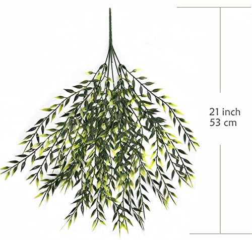 Artificial Weeping Willow Plants, Fake Hanging Vine Decor Plastic Greenery Leaves Faux Ivy for Indoor Outdoor Garden Door Wall DIY Basket Planter Filler Wedding Party Decoration Blackish Green 4 Pack - color: Weeping Willow Vine/ 4 Pcs