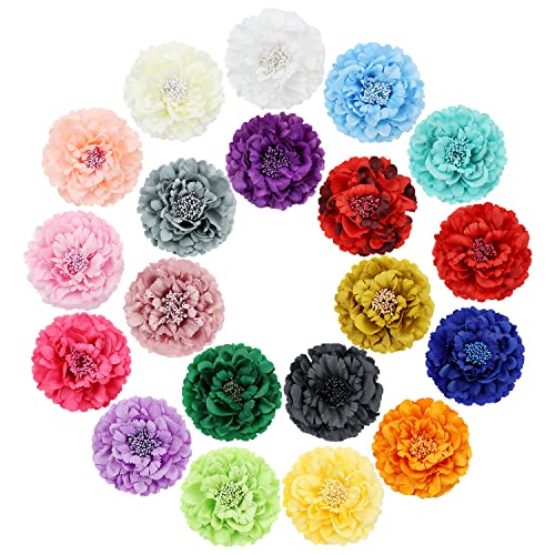 Lawie 20 Pack Colorful Artificial Fake Peony Flower Hair Clips Alligator Hair Barrette Floral Hair Pins for Clothes Wedding Party Silk Large Flower Cloth Peonies Headpieces Hair Accessories for Women