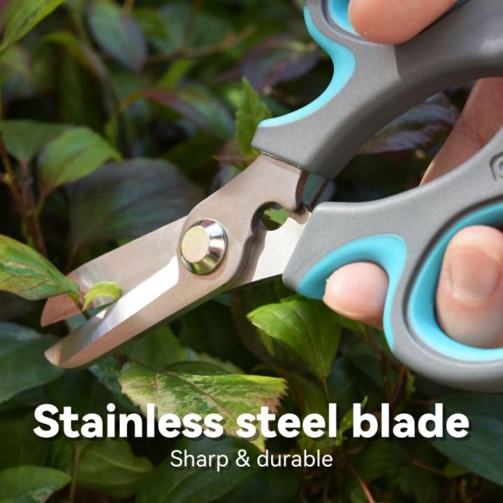 CYRUS Flower Scissors Floral Shears for Cutting Flowers,Garden Shears with Integrated Stab Remover,Florist Cutters Rose Snips,Blue - style: Blue