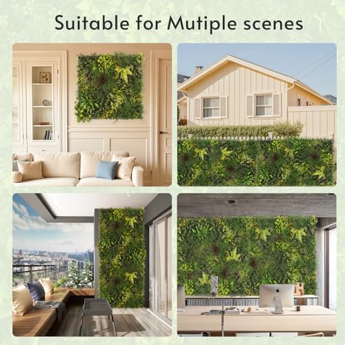 Artificial Plant Wall Panels, 40"x40" Artificial Boxwood Hedge Panels, 3D Topiary Greenery Wall for Indoor & Outdoor Use