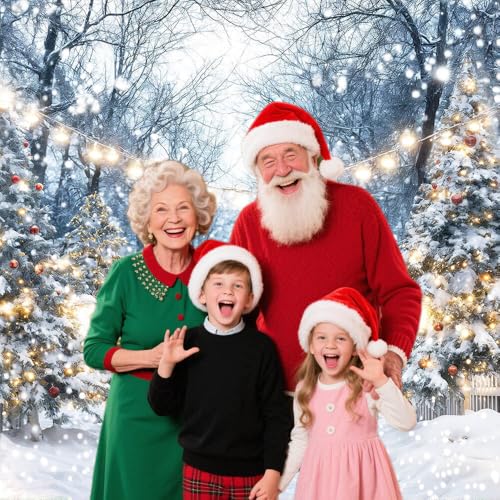 Winter Snowy Scene Forest Scene Backdrop Christmas Wonderland Snowflake Xmas Trees Landscape Photography Background for Family Holiday Party Decorations Banner Photo Studio Prop 6X4FT - color: Blue, size: 6X4FT