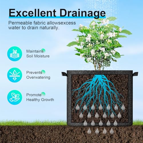 Land Guard 4-Pack Fabric Grow Bags 20 Gallon, Thickened Nonwoven Garden Pots, Growing Bags with Handles, Black - size: 20 Gallon