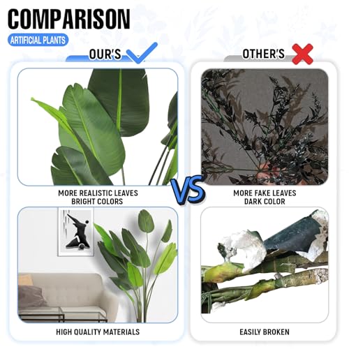 E&K 6FT Artificial Bird of Paradise Plant with Plastic Nursery Pot, Fake Banana Tree Artificial Plant Faux Palm Trees for Home Office Garden Indoor Outdoor Decor (1 Pack) - color: Bird of Paradise, size: 6ft