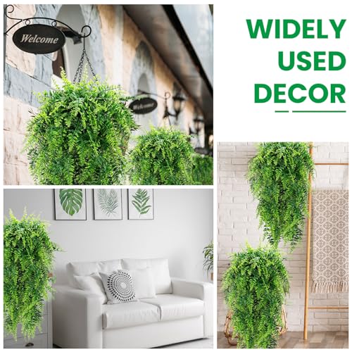 Geosar 20 Pcs Artificial Hanging Plants 32 Inch Hanging Boston Ferns Plastic Fake Plants for Wall Room Garden Wedding Garland Indoor Outdoor Decoration, No Basket
