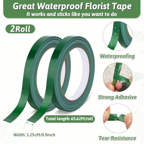 MAPVOLUT 6 Pack Green Floral Foam Blocks (9.1"x4.1"x2.8") + 2 Rolls Waterproof Floral Tape | Wet & Dry Flower Arrangement Foam for Fresh/Silk Flowers, DIY Crafts, Weddings, Centerpieces