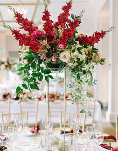 IPOPU 43.3" Red Delphinium Artificial Flowers 5PCS Faux Delphinium Flowers Larkspur Long Stem Artificial Flowers for Wedding Table Centerpieces Home Garden Decor(Red) - color: Red