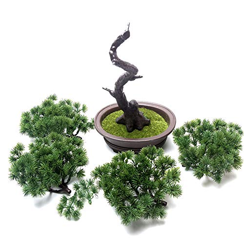 Artificial Bonsai Pine Tree, Plastic Simulation Potted Plant DIY Decorative Bonsai, Desk Display Fake Tree Pot Ornaments Home Office Bedroom Living Room Farmhouse Decorations(Style 3)